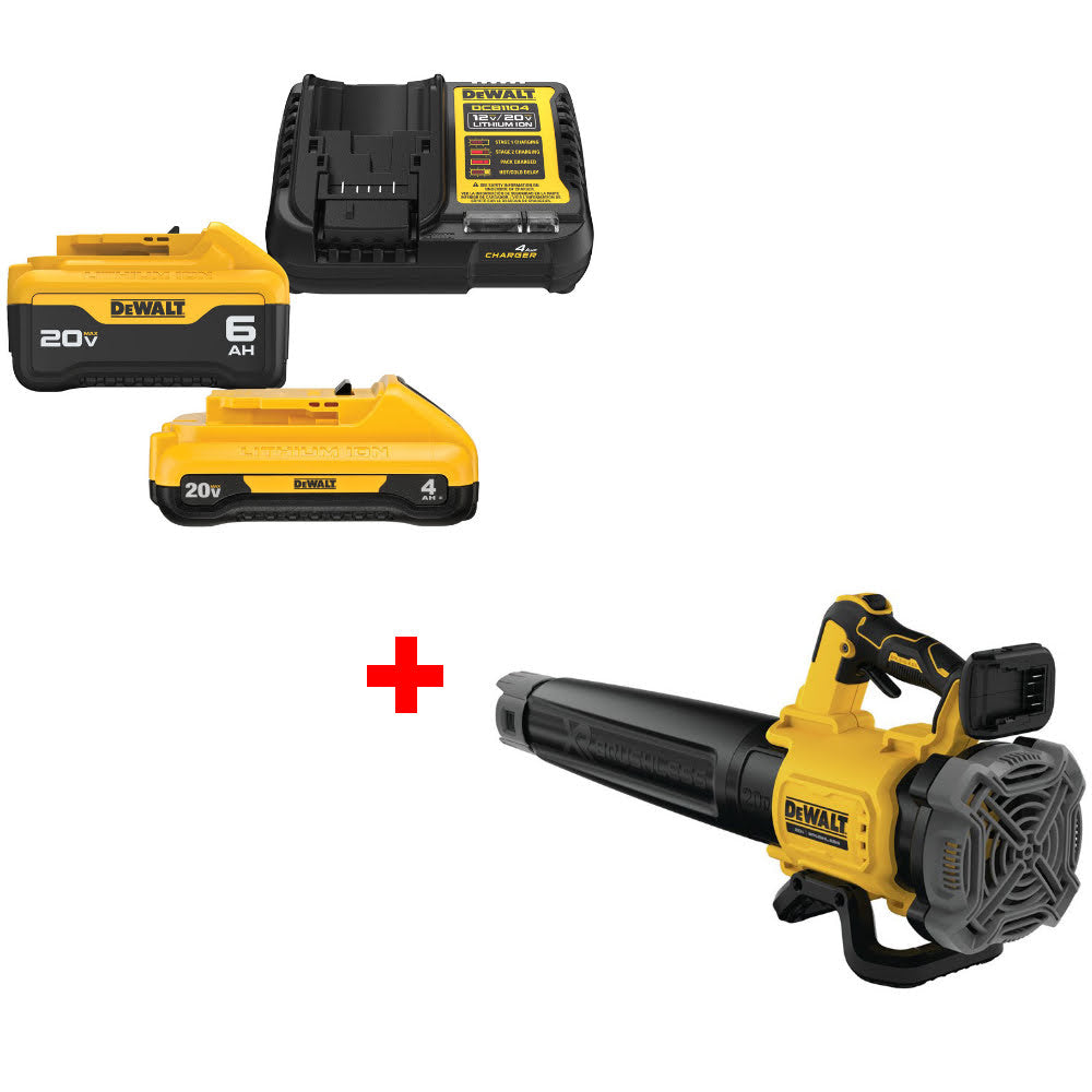 DeWalt DCB2460C 20V MAX 4Ah & 6Ah Starter Kit W/ FREE DCBL722B 20V MAX Blower