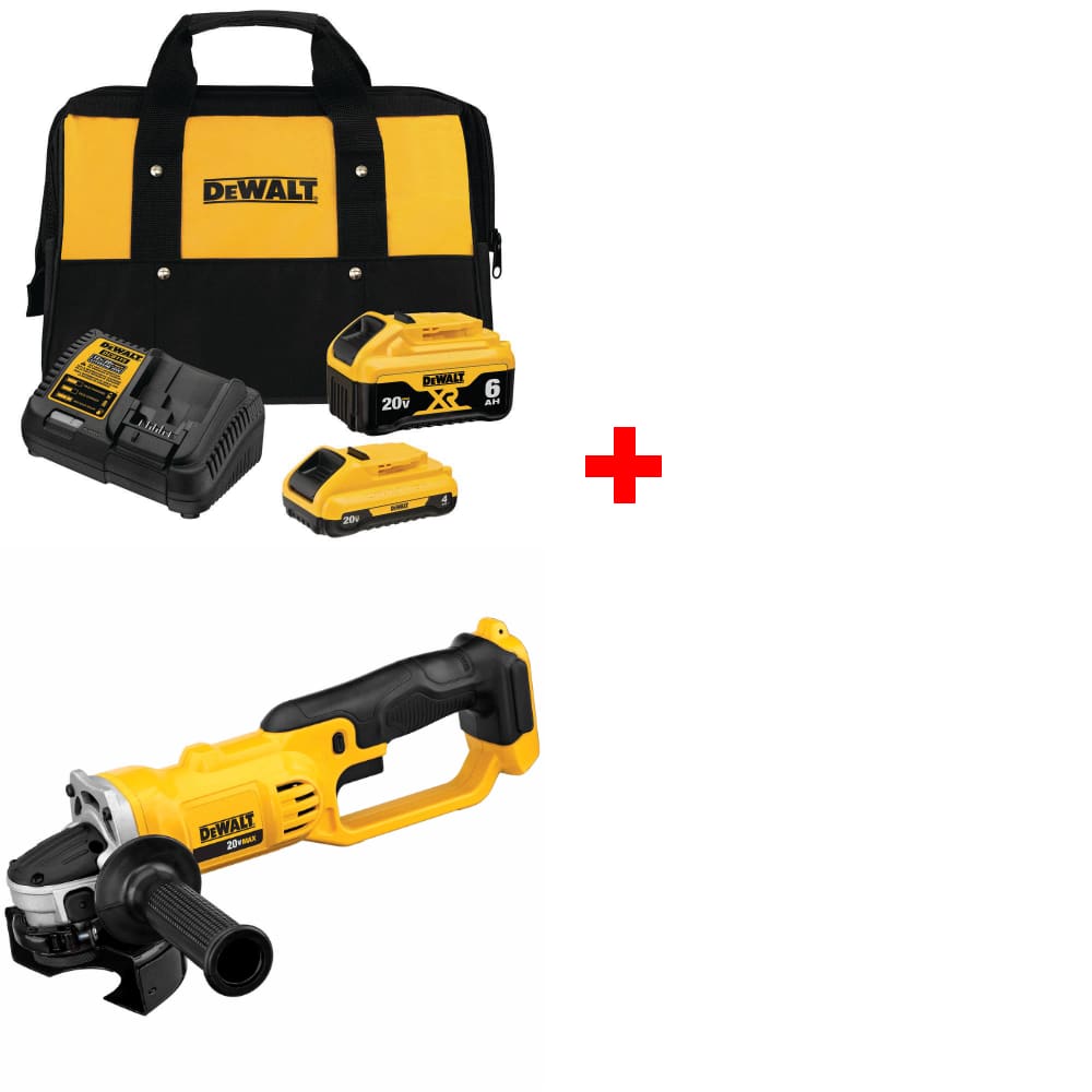 DeWalt DCB246CK 20V Starter Kit w/ DCG412B 20V 4-1/2" Cut-Off Grinder Tool, Bare