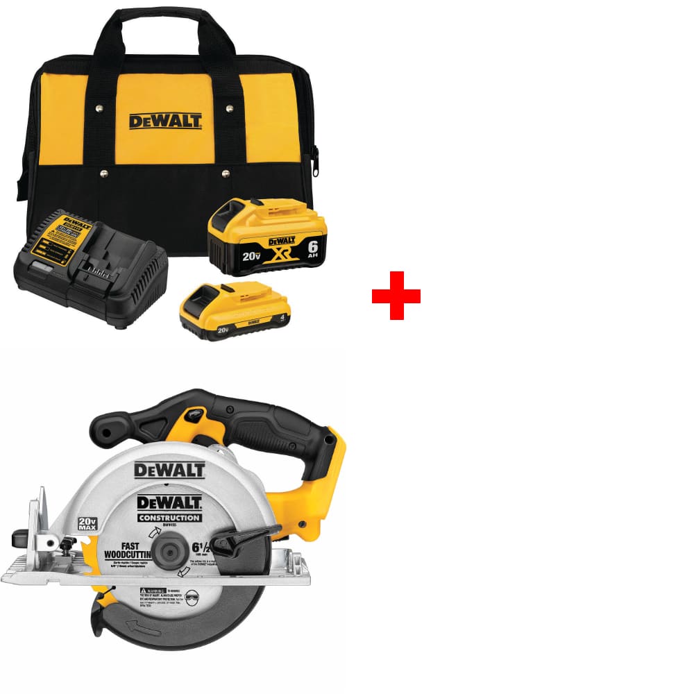 DeWalt DCB246CK 20V Starter Kit w/ DCS391B 20V MAX 6-1/2" Circular Saw, Bare