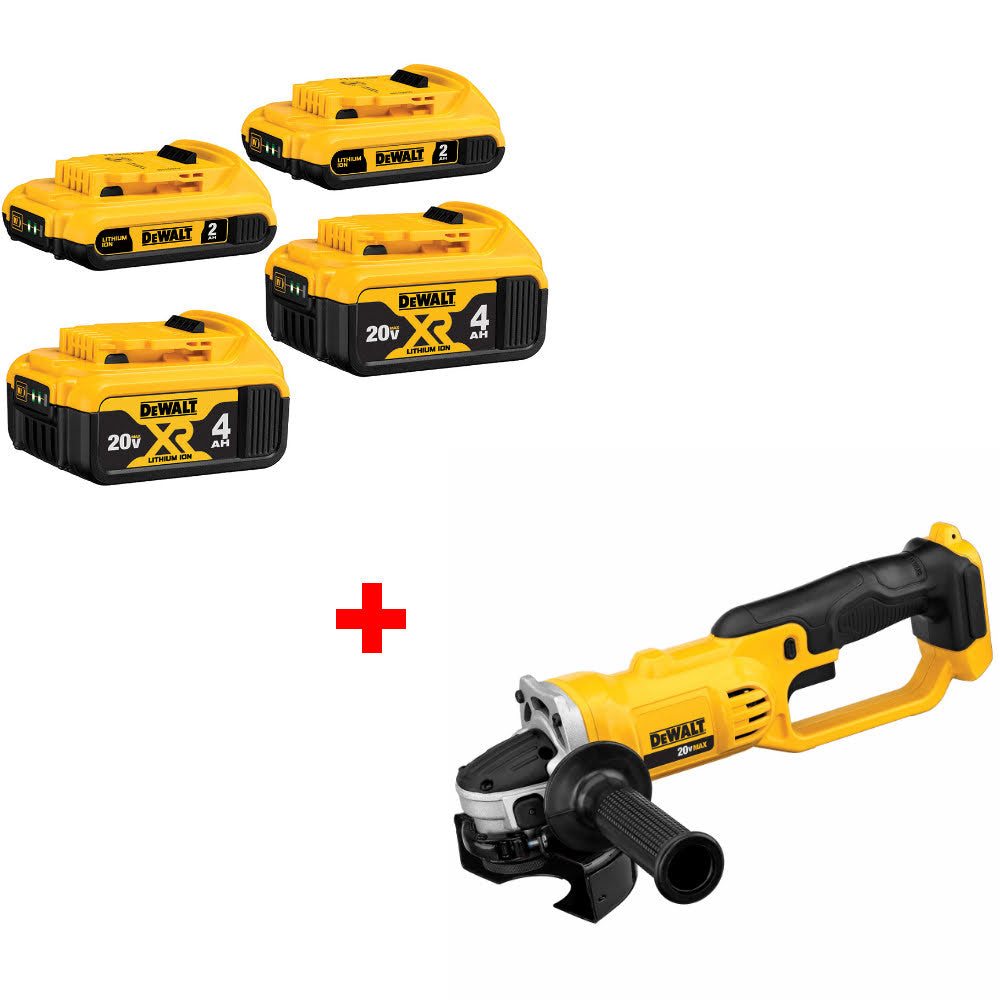 DeWalt DCB324-4 20V MAX Battery 4-Pack W/ FREE DCG412B 20V MAX Cut-Off Tool