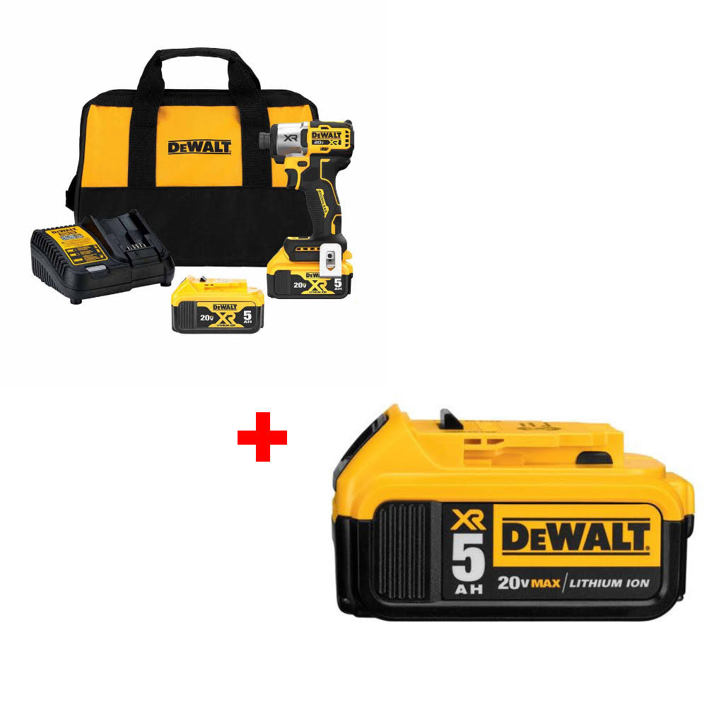 DeWalt DCF845P2 20V MAX XR Impact Driver Kit W/ FREE DCB205 20V MAX Battery Pack