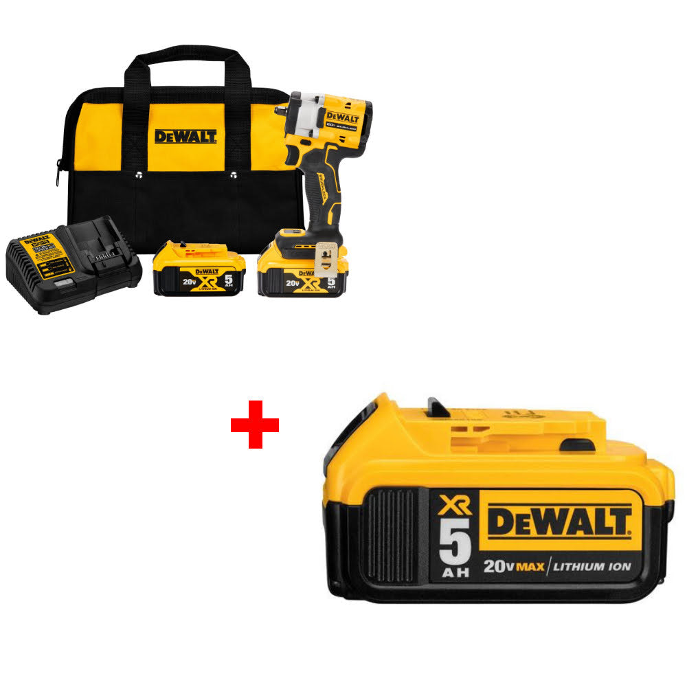 DeWalt DCF923P2 20V MAX Impact Wrench Kit W/ FREE DCB205 20V MAX Battery Pack