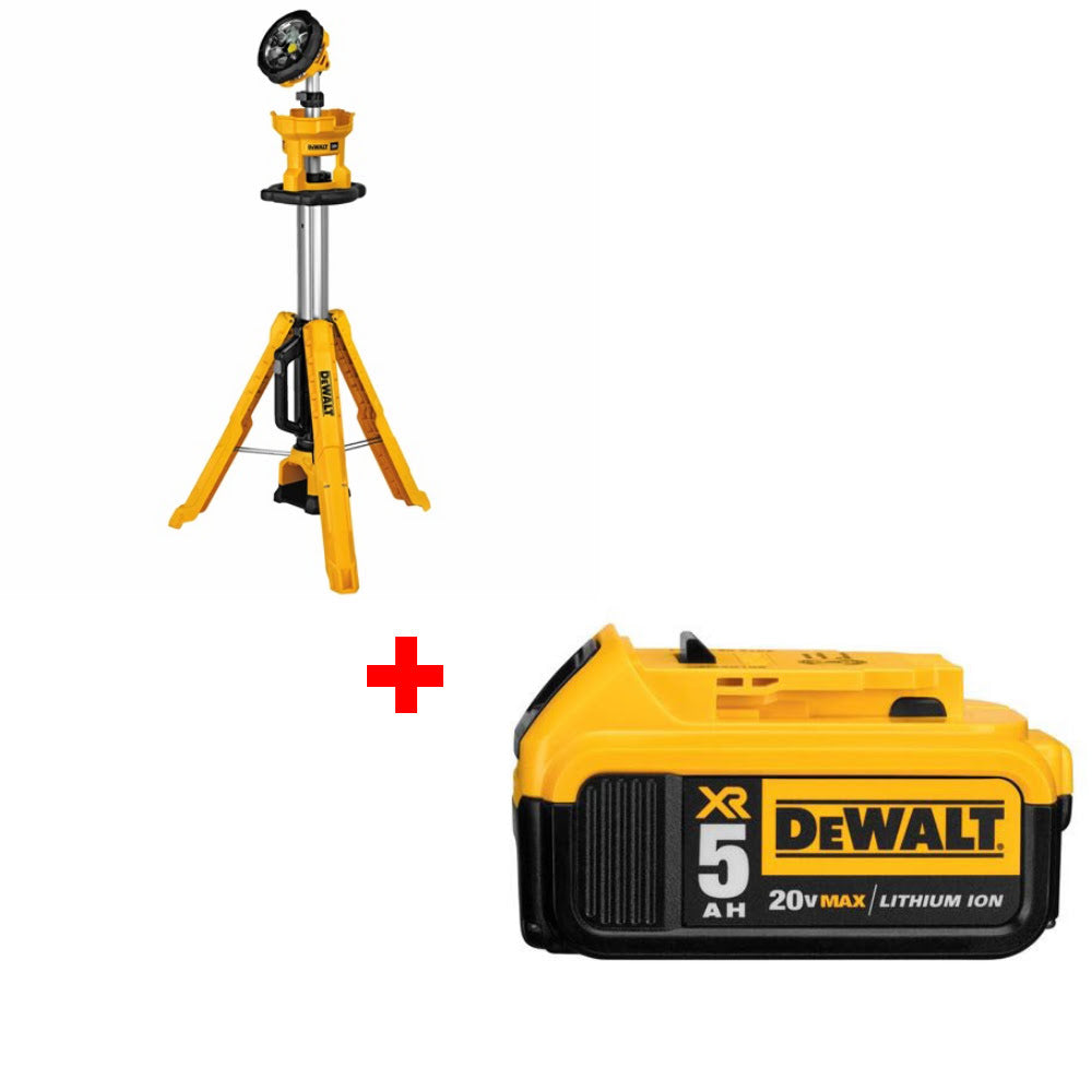 Dewalt DCL079B 20V MAX Tripod Light (Light Only) w/ FREE DCB205 20V 5Ah Battery