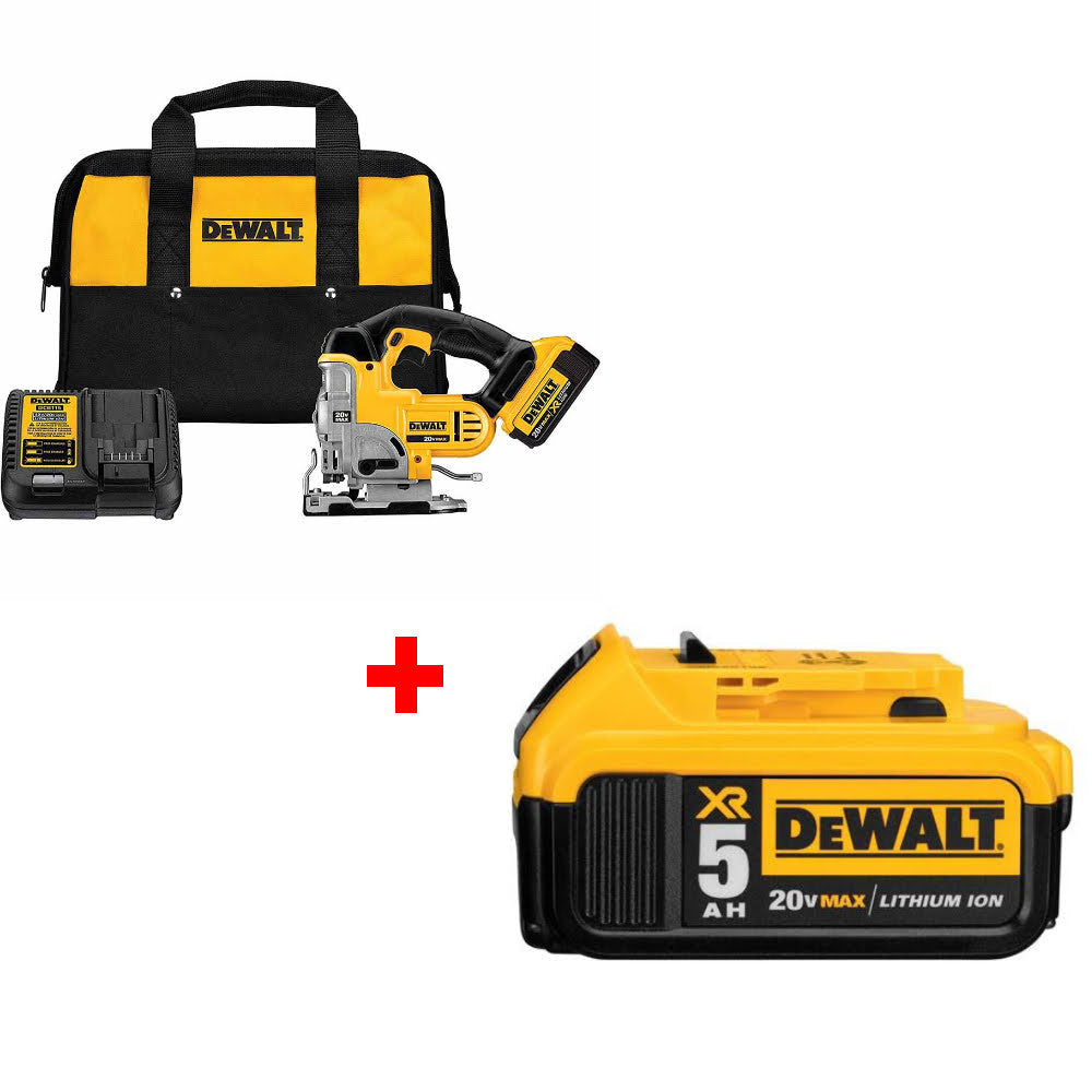 Dewalt DCS331M1 20V MAX Li-Ion Jig Saw Kit W/ FREE DCB205 20V MAX Battery Pack