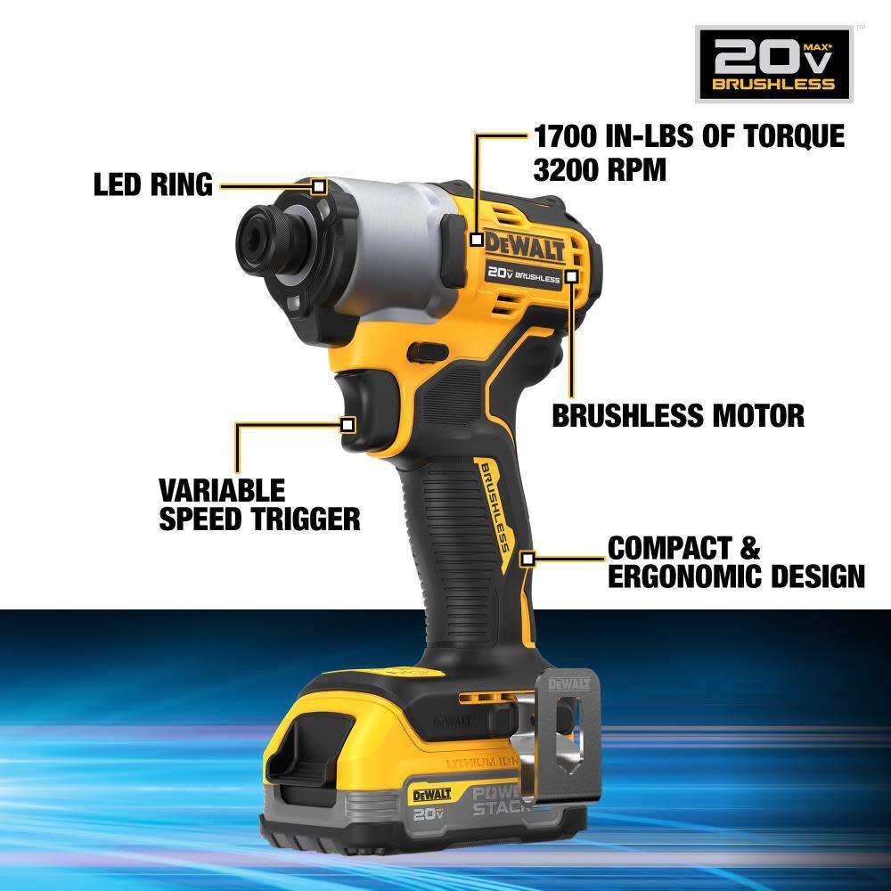 DeWalt DCF840E1 20V Impact Driver with PowerStack Battery - 2