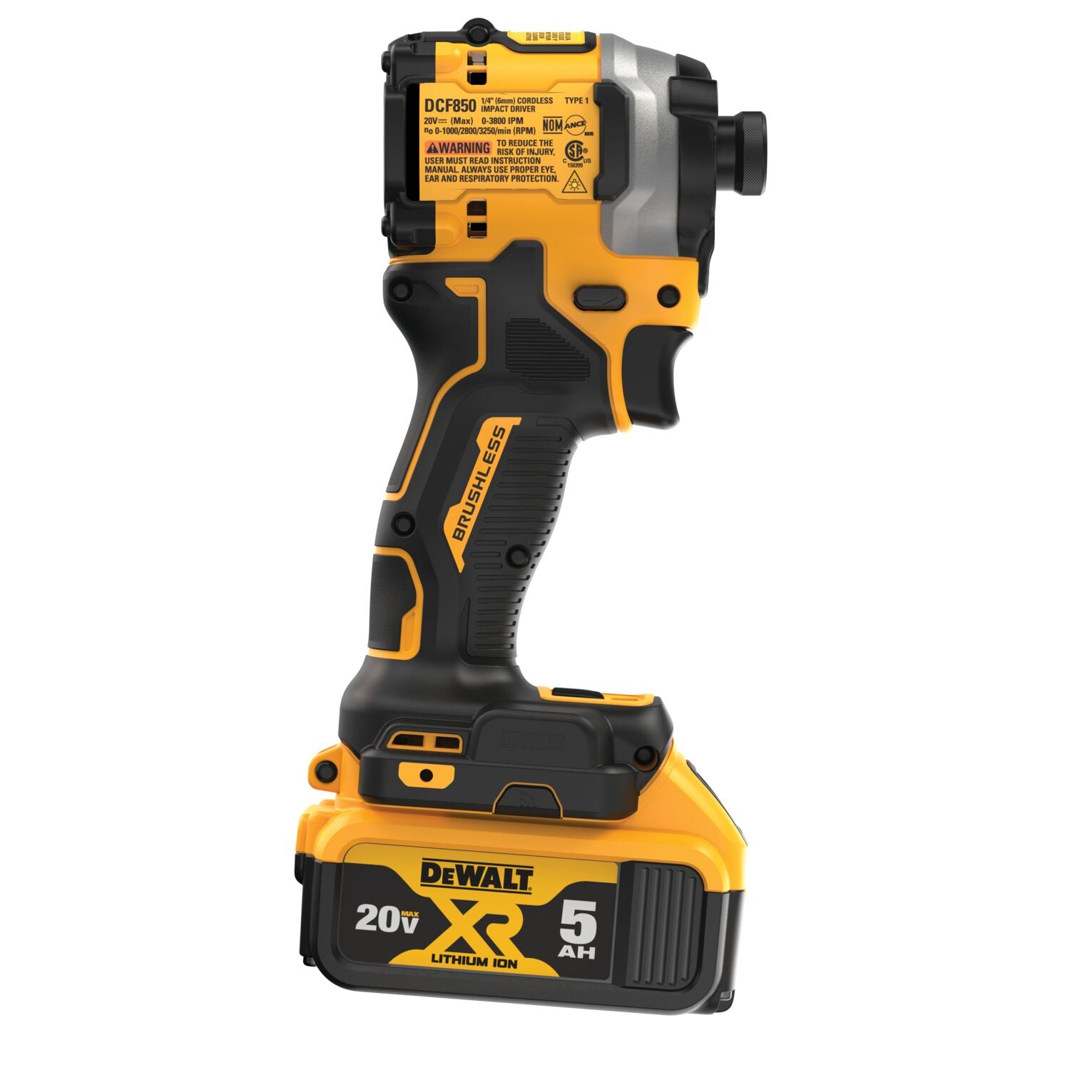 DeWalt DCF850P1 ATOMIC 20V MAX* 1/4 in. Brushless Cordless 3-Speed Impact Driver Kit (1 Battery) - 4