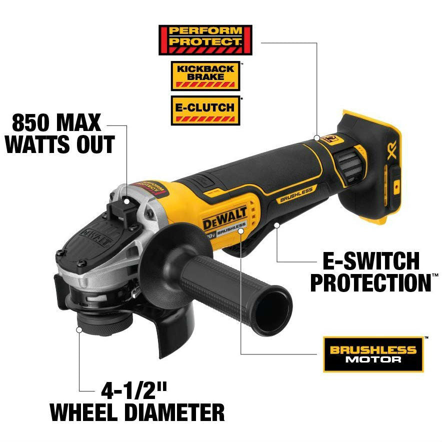 DeWalt DCG413B 4.5" 20V MAX XR Small Angle Grinder with Paddle Switch and Kickback Brake - 2