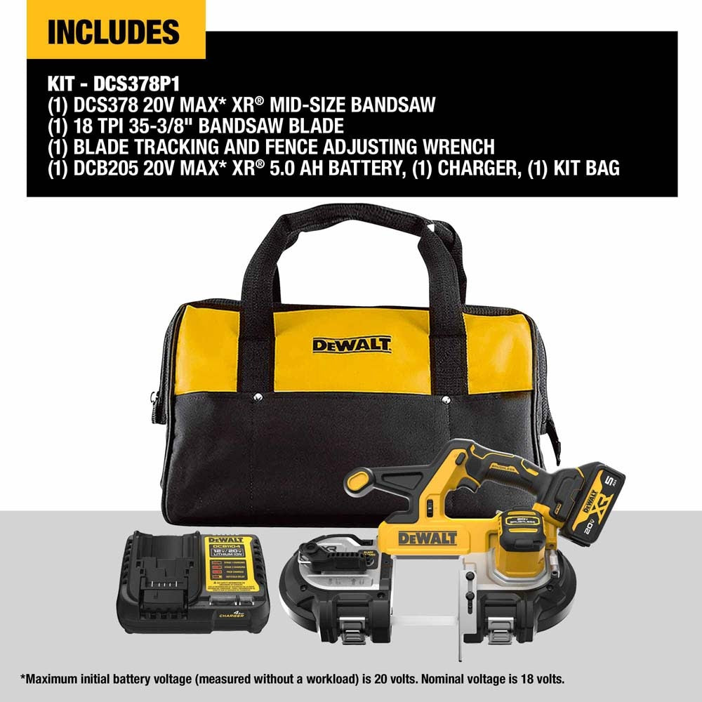 DeWalt DCS378P1 20V MAX XR Mid-Size Bandsaw (5.0Ah Battery Kit) - 2