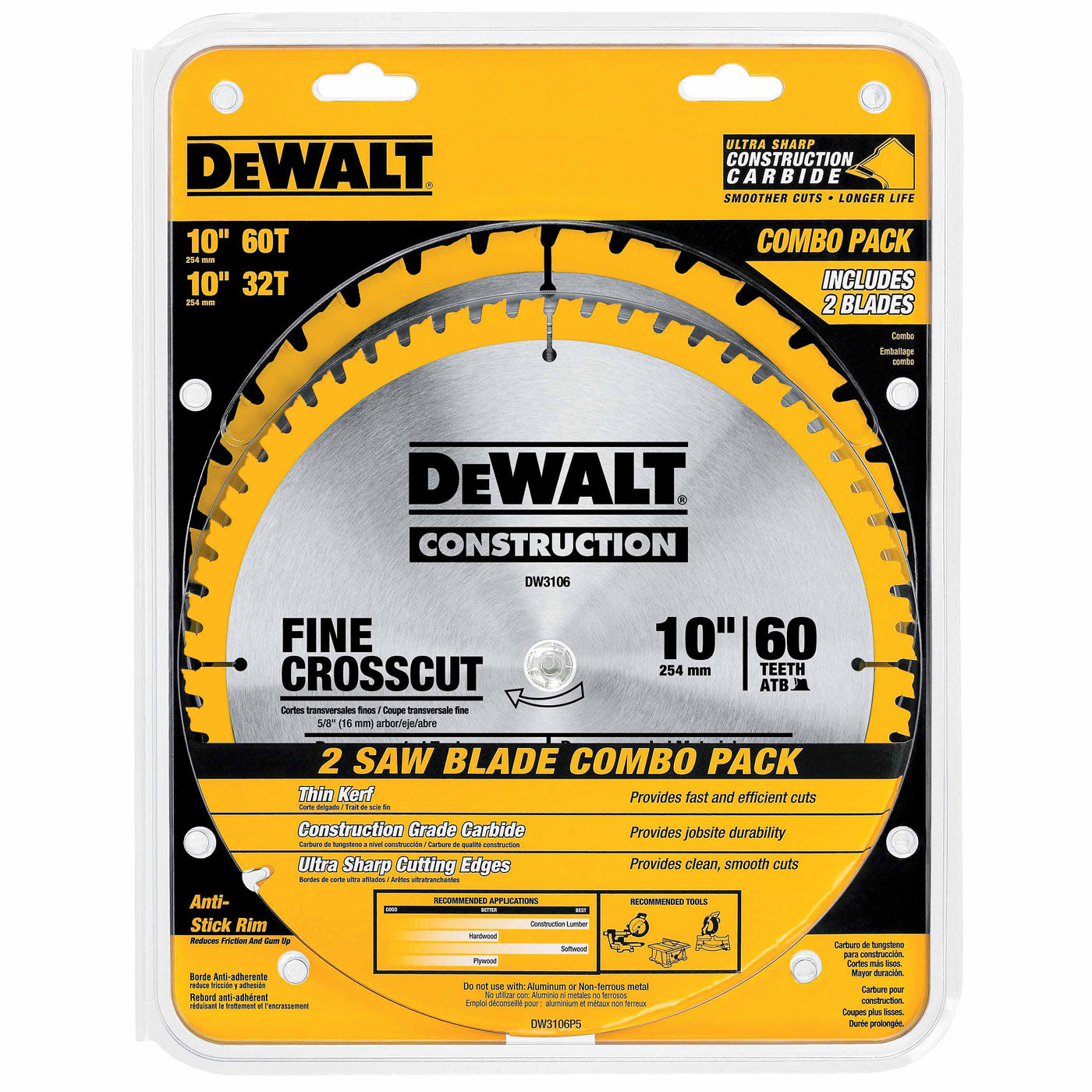 DeWalt DW3106P5 Construction 10" Combo Pack (DW3106 & DW3103)